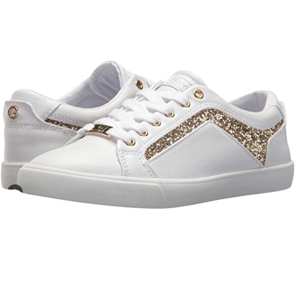 G by GUESS Women's Sneakers Mint White & Gold Glitter Size 10.5 New Without Box - Picture 1 of 5
